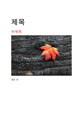 표지와 목차가 포함된 문서 표지와 목차가 포함된 문서